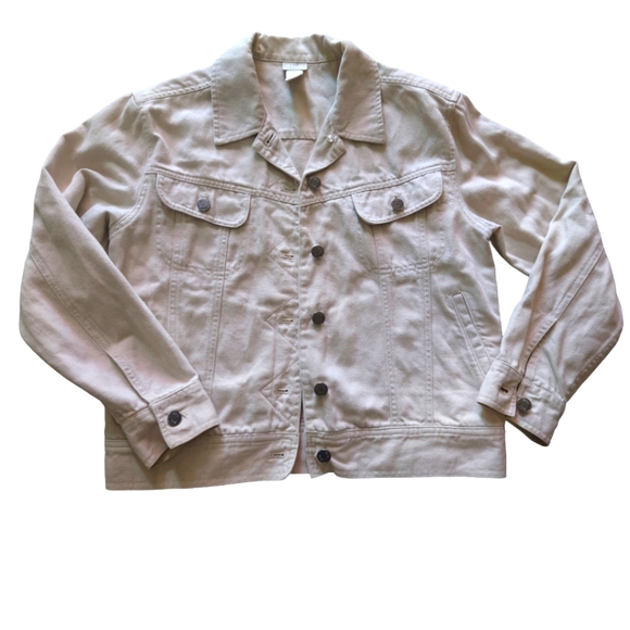 J.Jill Button Denim Jacket XS Beige Off-white Linen & Cotton Preppy - Picture 3 of 10